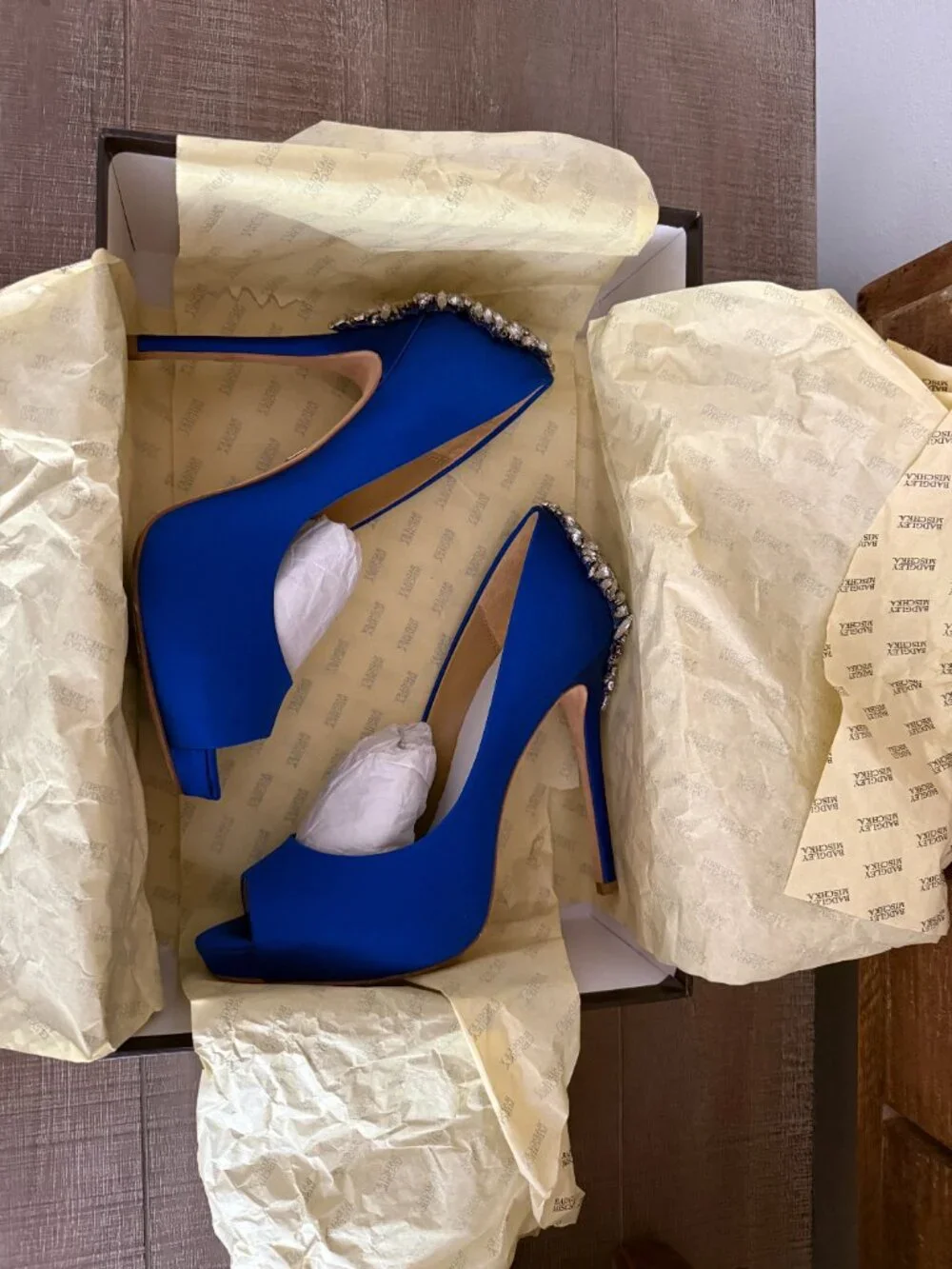 Badgley Mischka Kiara Royal Blue Jeweled Heels 7 1/2